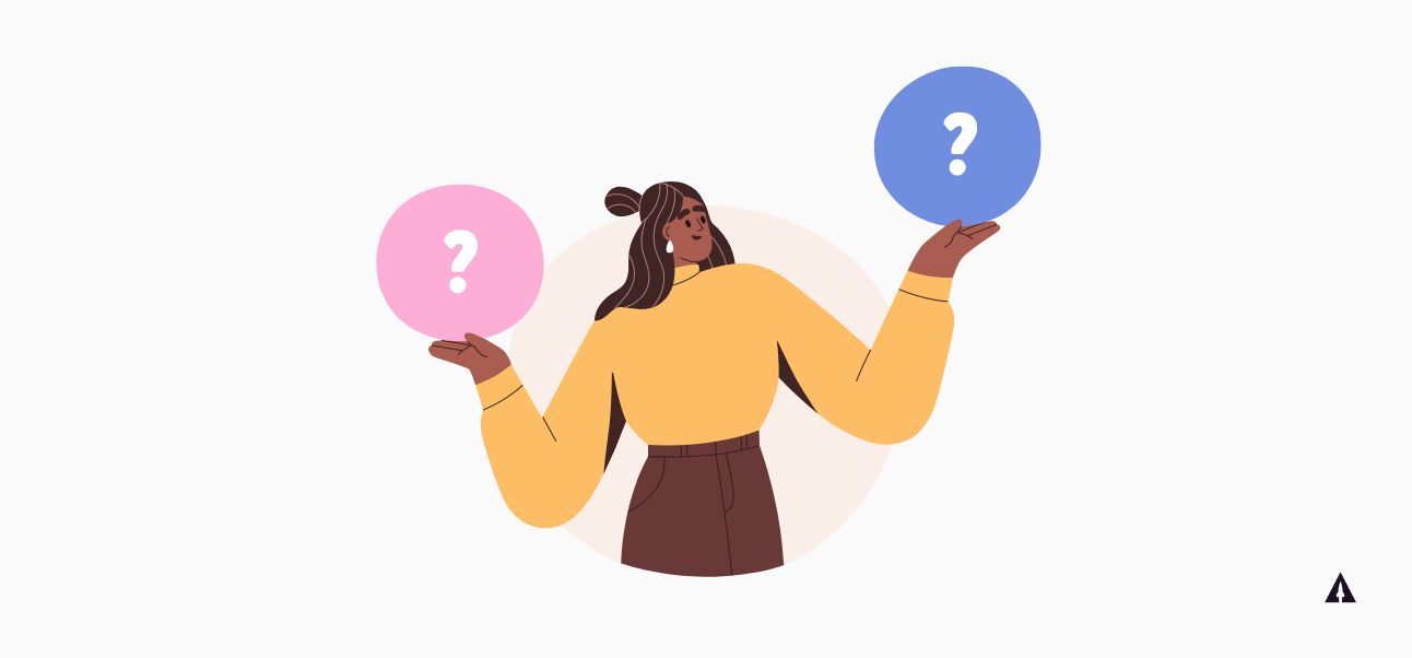 Image is titled How to choose the best crowdfunding tools? and depicts a woman weighing two question marks in her hands.