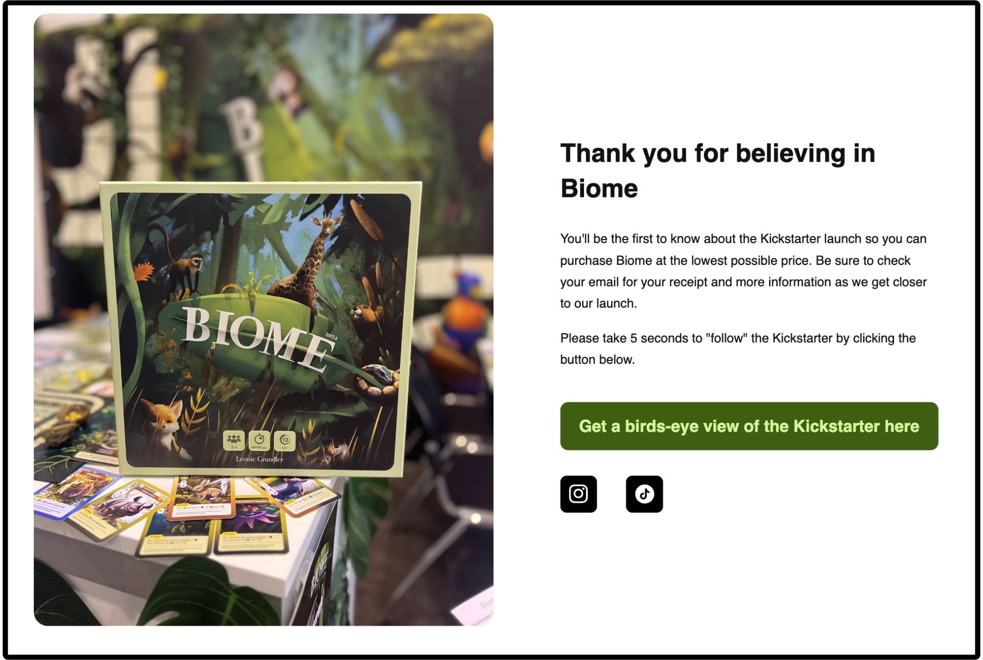 reservation thank you biome