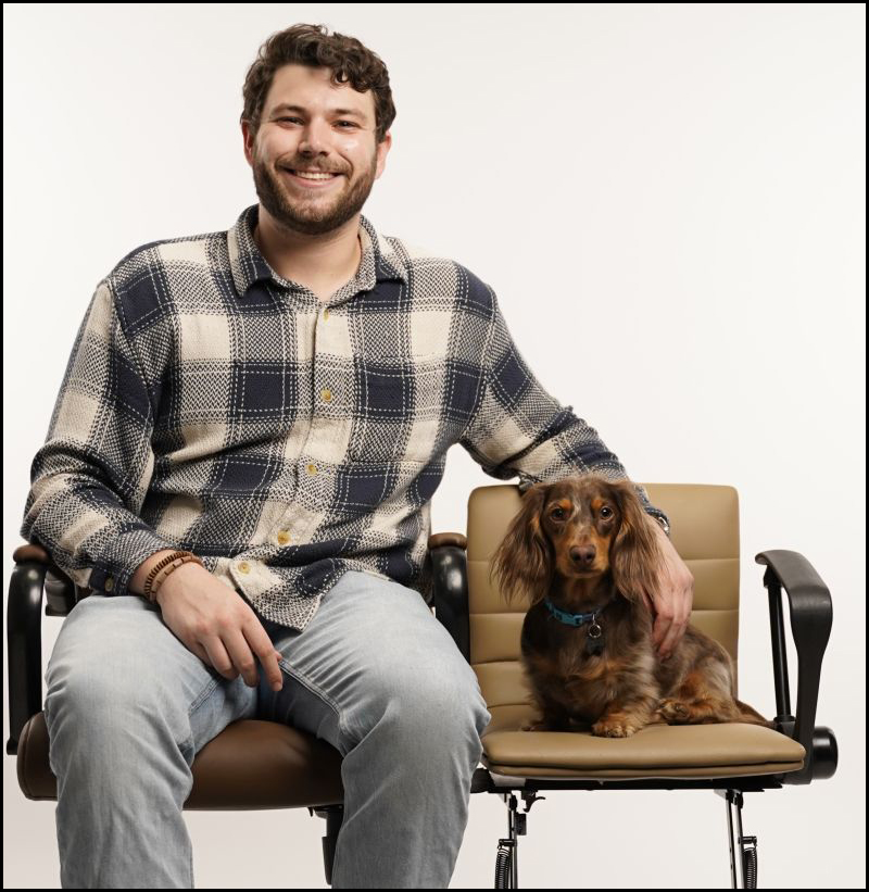 Andrew Mueller and his Dachshund Willie